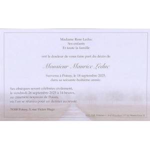 Carte de remerciement décès, deuil, funérailles, condoléances, obsèques  BUROMAC 670.005
