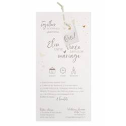 Faire-part mariage nature chic crème pochette papillons dorure BELARTO Collection Mariage 620004