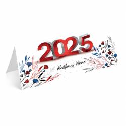 Carte de vœux 2025 pour mairie et administration français avec champs de fleurs tricolores